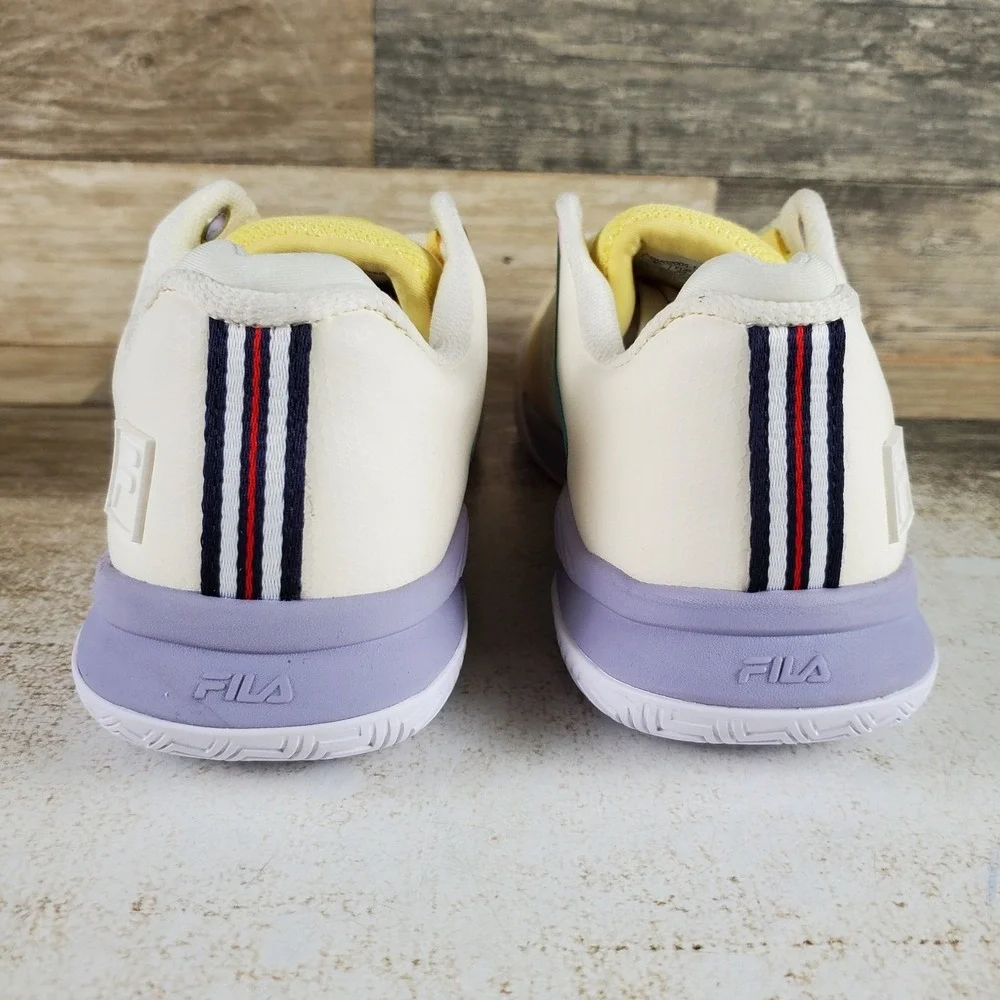 Fila Volley Burst 2 Womens Pickleball Shoes Sz 8 Yellow White Mesh Sneakers